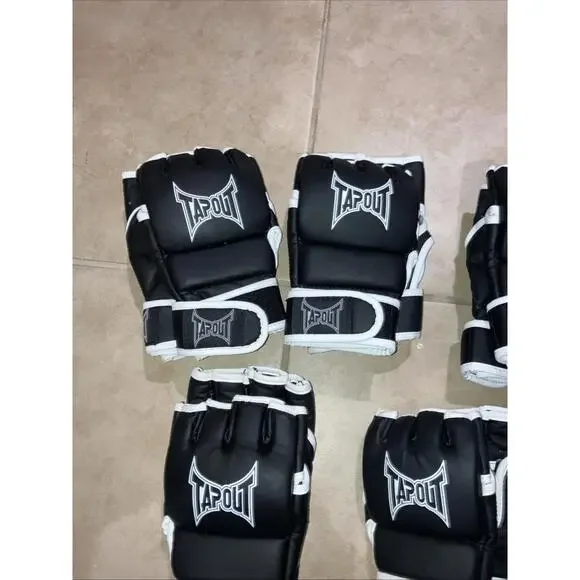 LOT OF 6 Pair VINTAGE TAPOUT MMA UFC GLOVES Black NEW “LOOK”